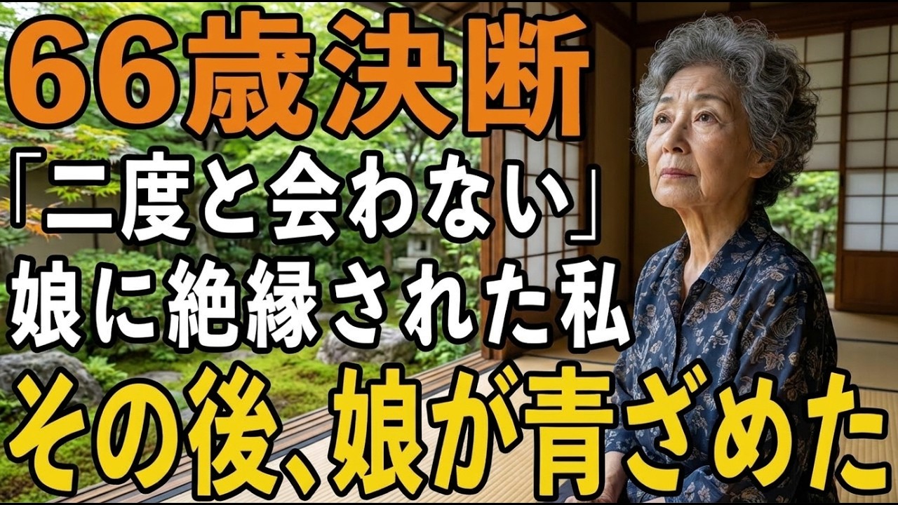 「悪いけど、お母さんにはもう2度と会わないから。」 66歳の誕生日を間近に控えたある日曜日、久しぶりに両方の娘とその夫たちが私の家に揃いました。夫を癌で亡くしてから5年、一人暮らしの私を心配して来てくれたのかと思いきや、テーブルに並べられたのは老人ホームのパンフレットでした。「施設に入らないなら、私たちとはもう関わらないで」—...