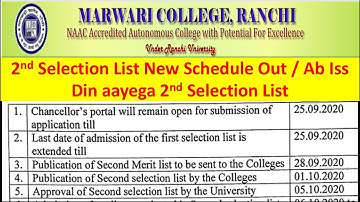 Ranchi University Afflicted all graduation College 2nd selection list Schedule 2020