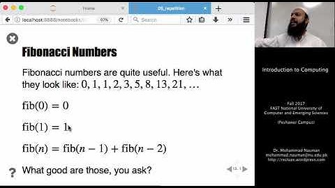 Intro to Computing 13 - Alternate Definition of Fib, %time in Notebooks (Urdu)
