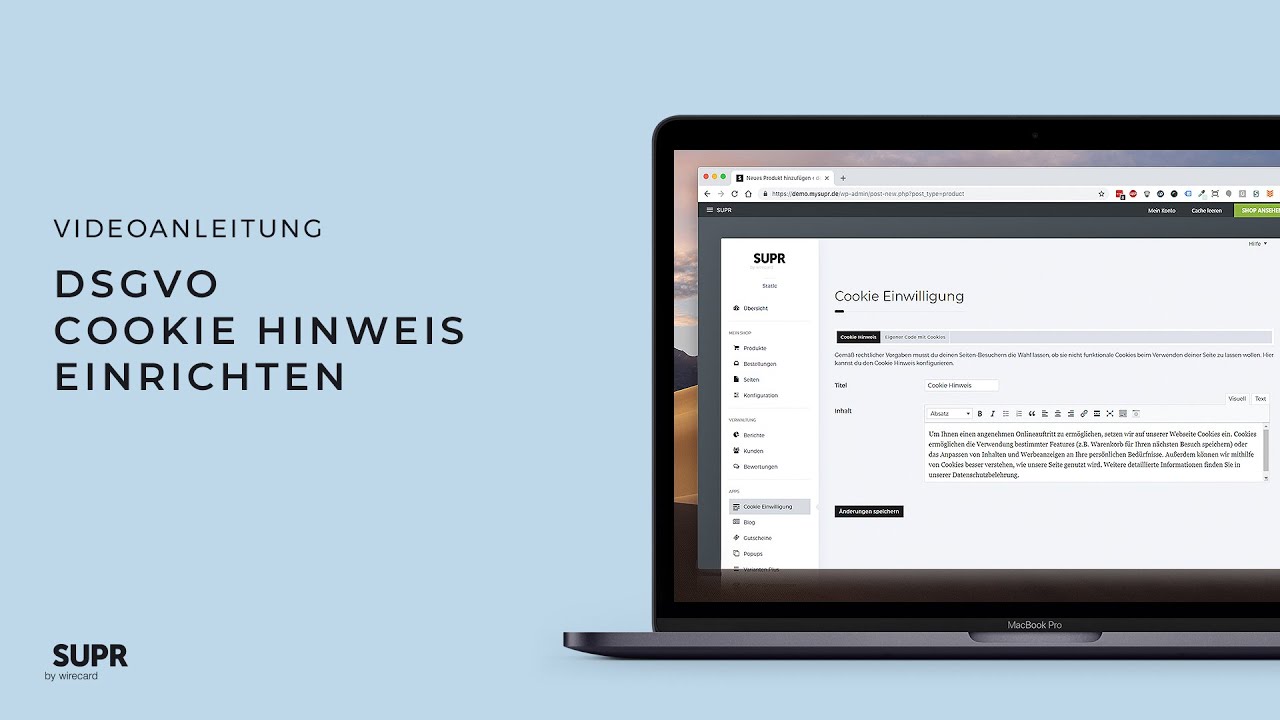 Update DSGVO-konformer Cookie Hinweis - SUPR Tutorial