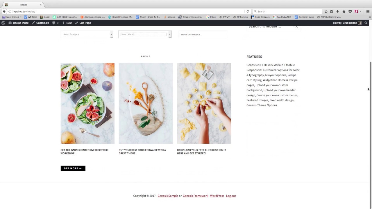 add recipe index to genesis sample theme youtube recipe page design