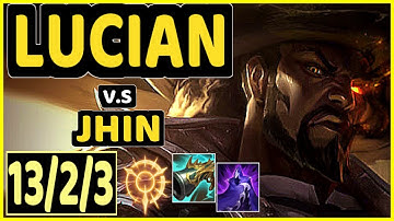 YUUKI60 (LUCIAN) vs JHIN - QUADRAKILL 13/2/3 KDA BOTTOM ADC GAMEPLAY - EUW Ranked DIAMOND