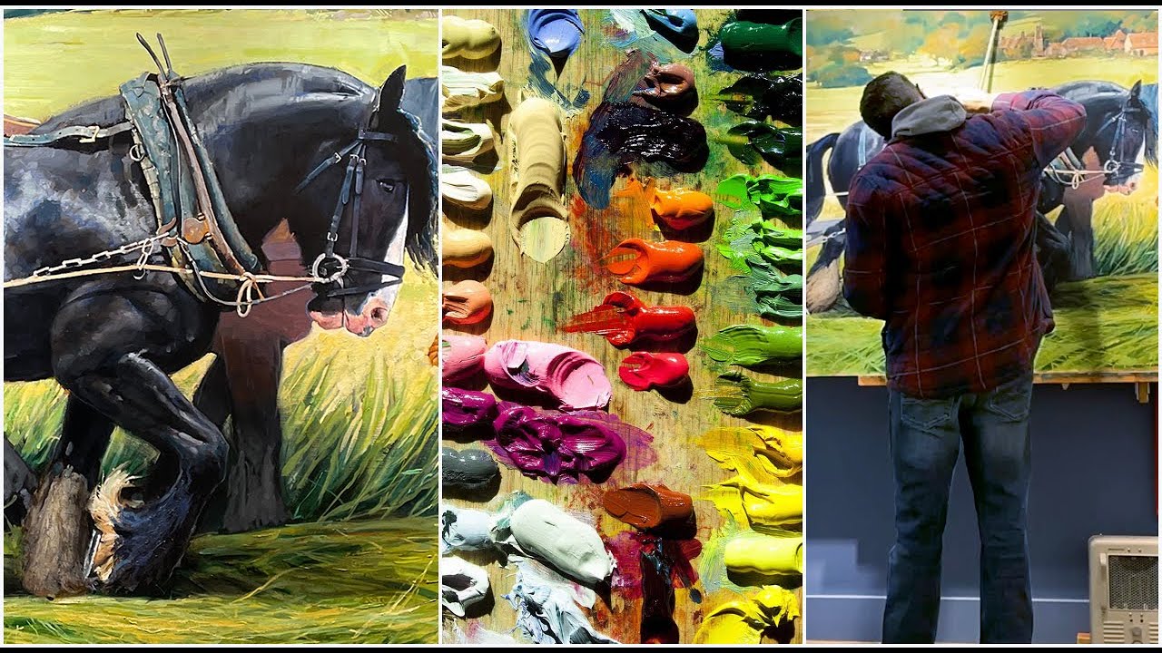 Apollo the Shire Time-lapse Painting Draft horses 12 min.