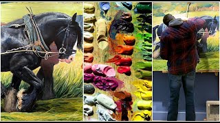 Apollo the Shire Time-lapse Painting Draft horses 12 min.