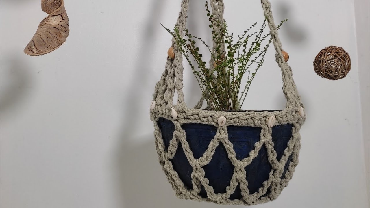 SUPORTE PARA VASO DE PLANTA EM BARBANTE PONTO REDE Inocência #29