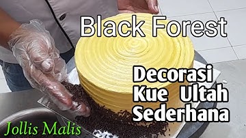 Thumbnail of Cara menghias kue ultah black forest sederhana tanoa SPUIT | Decorasi cake black forest