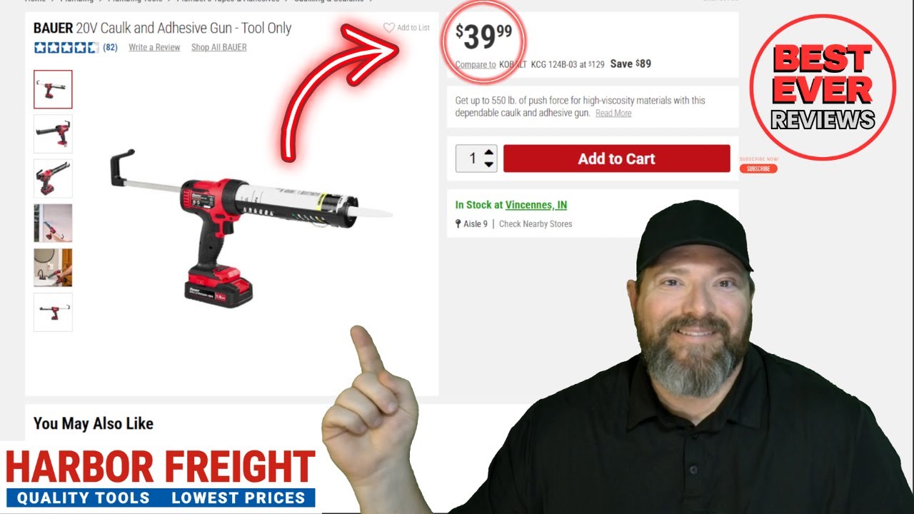 BAUER 20V Cordless Caulk and Adhesive Gun from Harbor Freight - YouTube