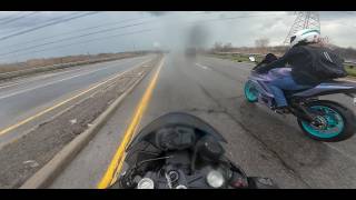 Yamaha R3 & Kawasaki ZX6R MotoVlog | Wife's First Time Riding In The Rain!
