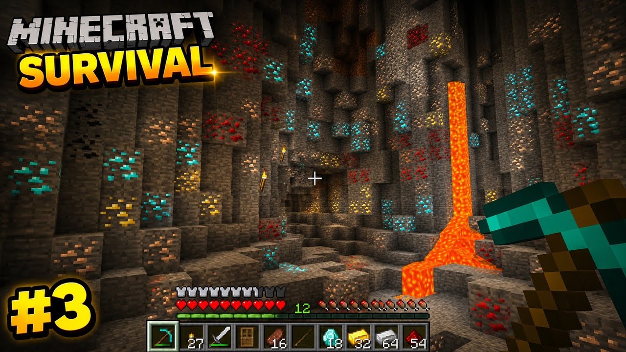 My Luckiest Cave Exploration in Minecraft Survival | Hindi Gameplay #3 ...