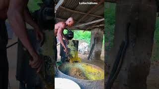 Palm oil production, helping my mom in her business.