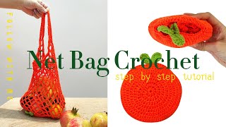 [UPDATED]How to Crochet an Orange Net Bag/Grocery Bag - Step by Step Tutorial - Beginner Friendly