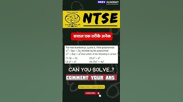 Polynomials Class 10| Class 10 Maths Chapter 2 | NTSE PYQs #maths #ntse   #neevacademy