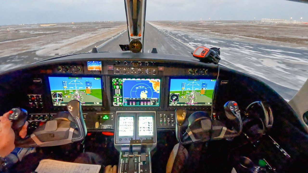 Citation CJ3+ Takeoff in 50 Knot Winds - Iceland to Serbia!