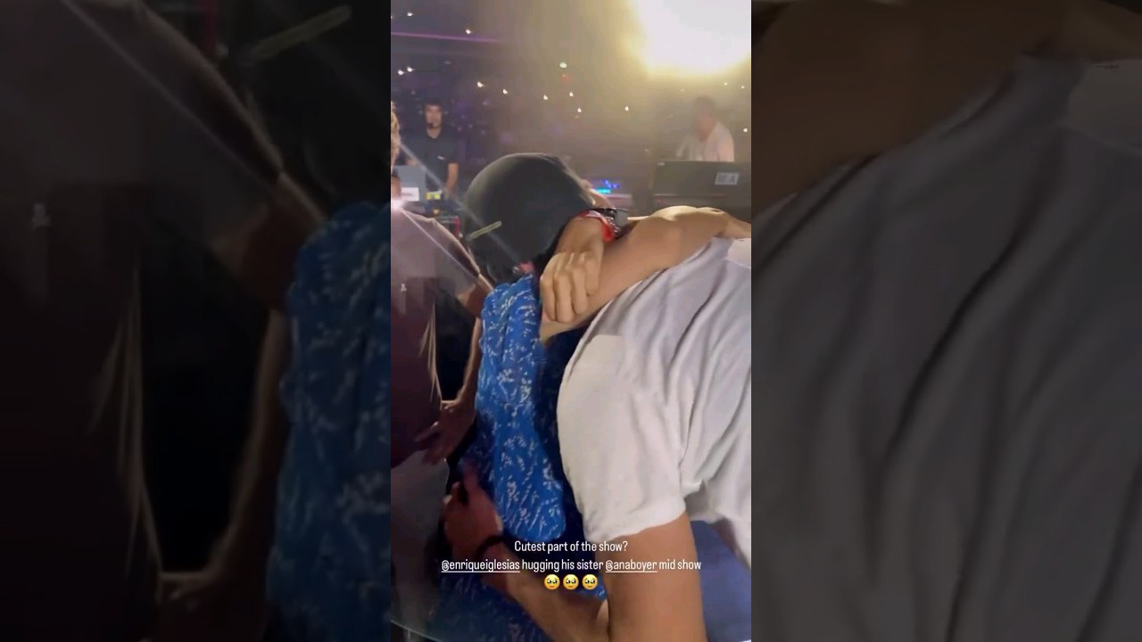 Enrique Iglesias hugs her sister Ana Boyer