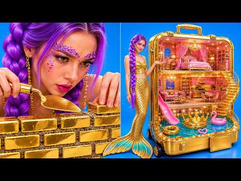 DIY Pink VS Purple Mermaid House For K-pop Demon Hunters 💛 Mini Aquarium For Huntrix 🧜‍♀️
