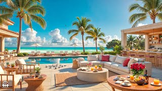 Energy Morning Jazz at Seaside Cafe Ambience with Relaxing Bossa Nova & Ocean Waves for Happy Moods