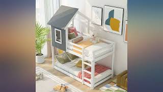 Bunk Bed Twin Over Twin , House Bed for Kids with Roof and Windows,Wood Low House review Bunk Bed Twin Over Twin , House Bed for Kids with Roof and Windows,Wood Low House review
