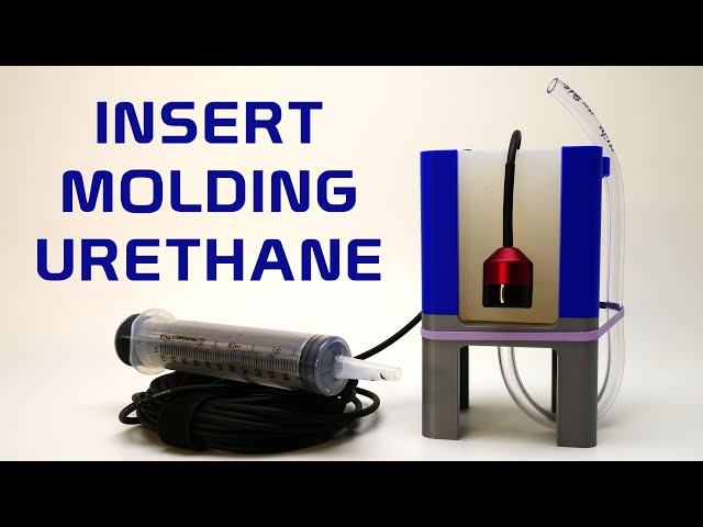 Insert injection molding shore 50D urethane resin in two part silicone mold class=