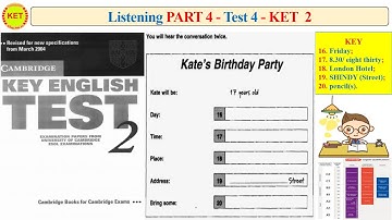 KET 2 Listening Part 4 Test 4 (Transcript + Key)