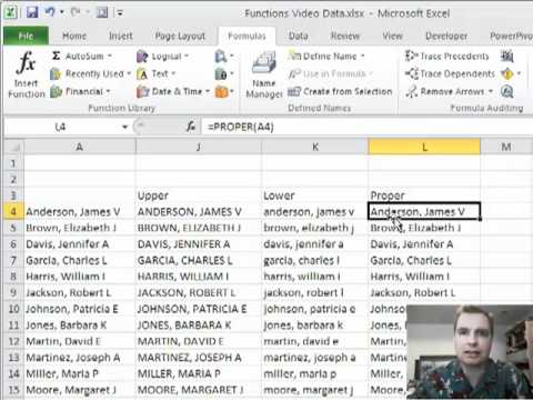 Excel Video 159 UPPER, lower, and Proper