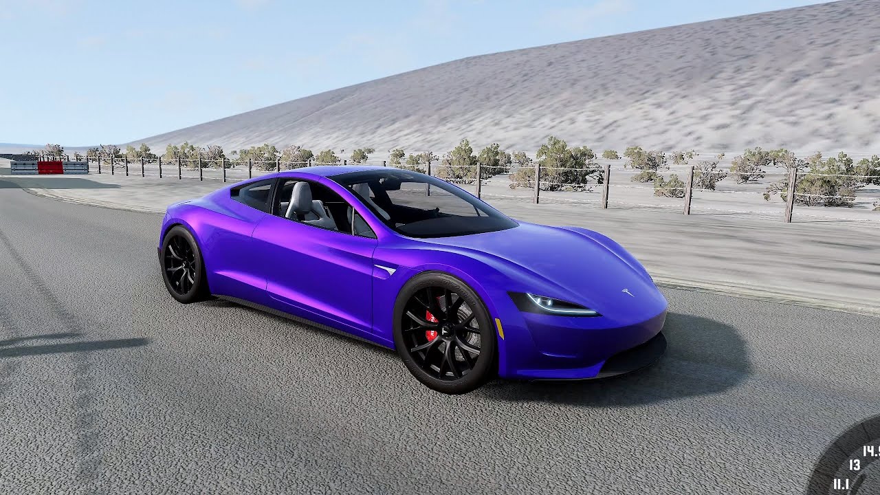 BeamNG.drive - Tesla Roadster 2023 - Car Show Test Drive Crash .