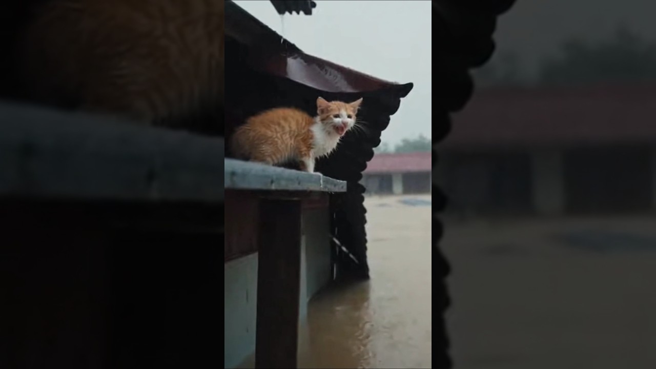 Kitten Rescued From Massive Flood 