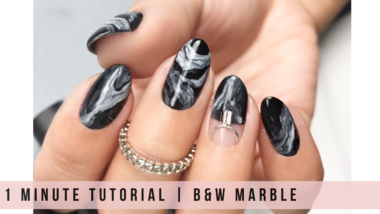 Black and White Marble Nails Tutorial | TikTok