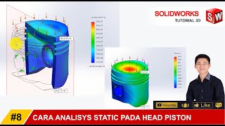 SOLIDWORKS | #8 MENGANALISA STATIK HEAD PISTON | HOW TO PISTON HEAD STATIC ANALYSIS IN SOLIDWORKS