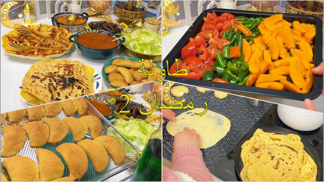 طاولة رمضان 2🌙⭐️ كفتاجي بالرقاز / بريك الدنوني / شربة شعير / سلاطة / خبز الرقاق