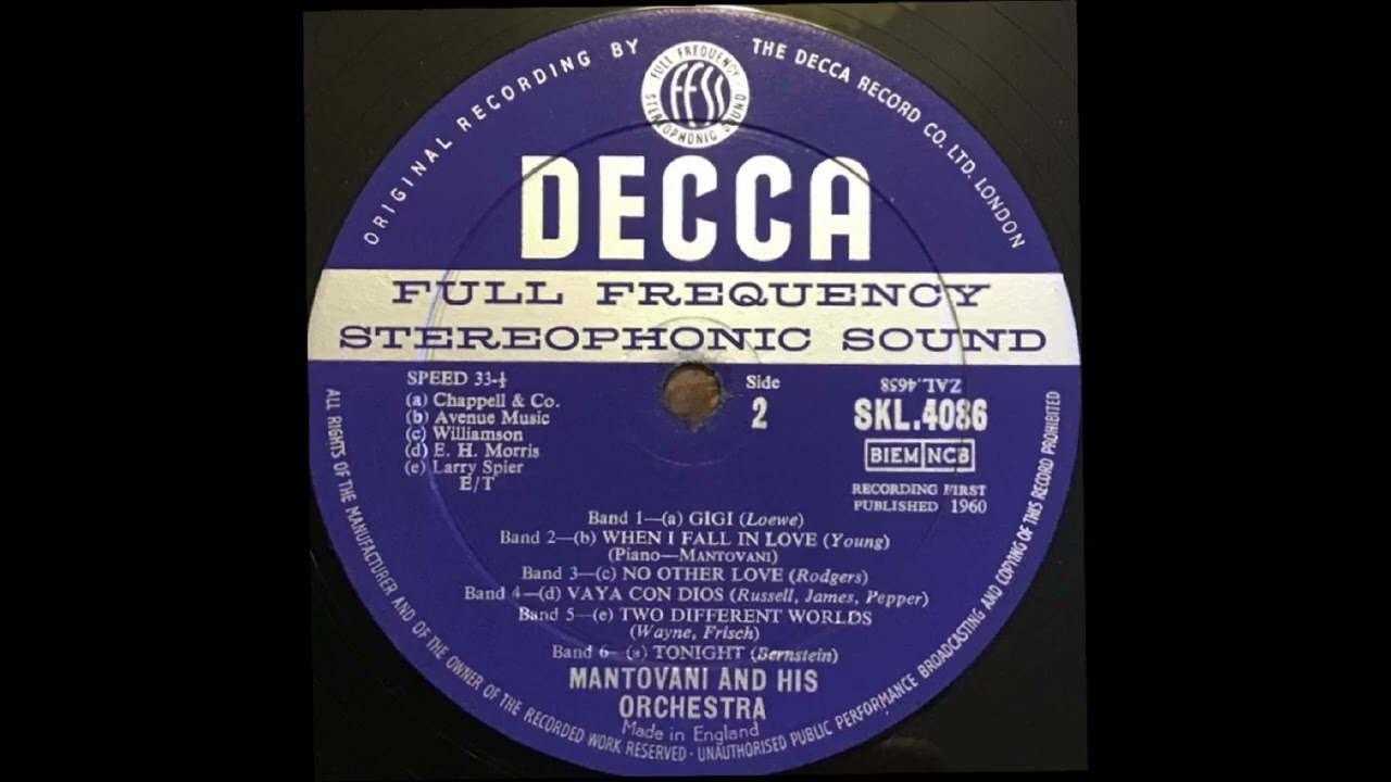 WHEN I FALL IN LOVE (Young/Heyman) Mantovani and his Orchestra