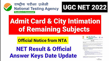 Official Notice !! Admit Card & City Intimation of Remaining UGC NET 2022 |  UGC NET MENTOR
