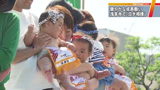 赤ちゃんの健やか成長願い「泣き相撲」
