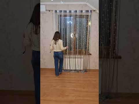 Штори нитки кісея дощ з люрексом райдужні №1-7-207 білий/сірий/графіт 3 м на 2.8 м більше 50-ти кольорів, видео 1