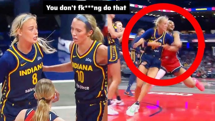 Sophie Cunningham was thrown to the ground by Kiki Iriafen during Indiana Fever vs Mystics WNBA Game - YouTube