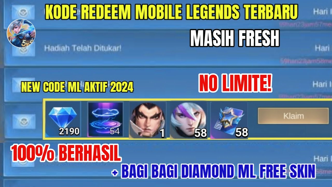 NO LIMITE! KODE REDEEM ML TERBARU KODE REDEEM MOBILE LEGENDS HARI INI ...