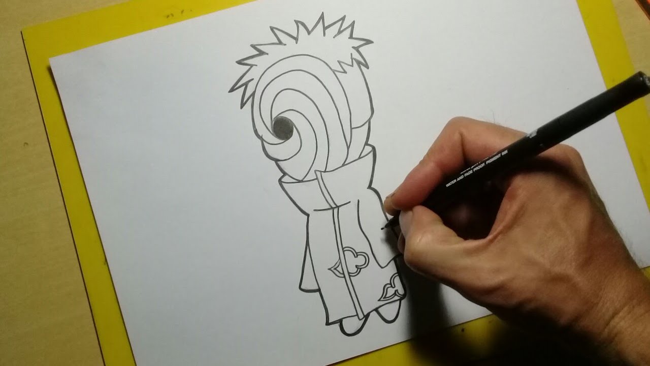 Como desenhar o TOBI DA AKATSUKI (Com MÁSCARA) passo a passo
