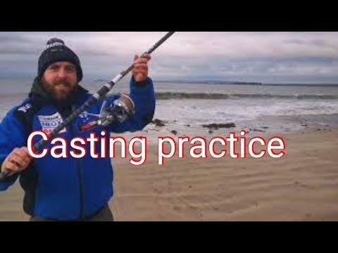 Fishing casting practice on the beach part 1 