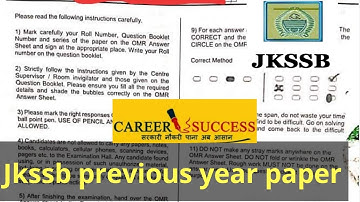 JKSSB CLASS 4 Exam | JKSSB Previous Year Paper Solved Paper | Most Expected Questions