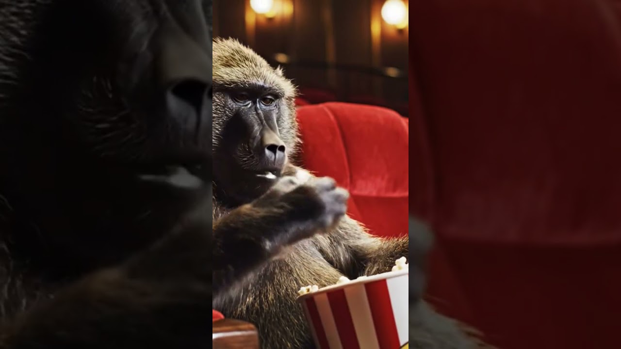 a monkey watching a film 😅