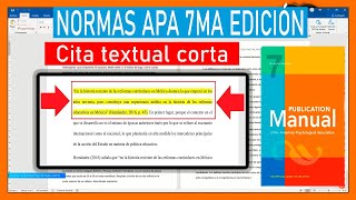 CITA TEXTUAL CORTA según NORMAS APA 7ma Edición en DOCUMENTO WORD