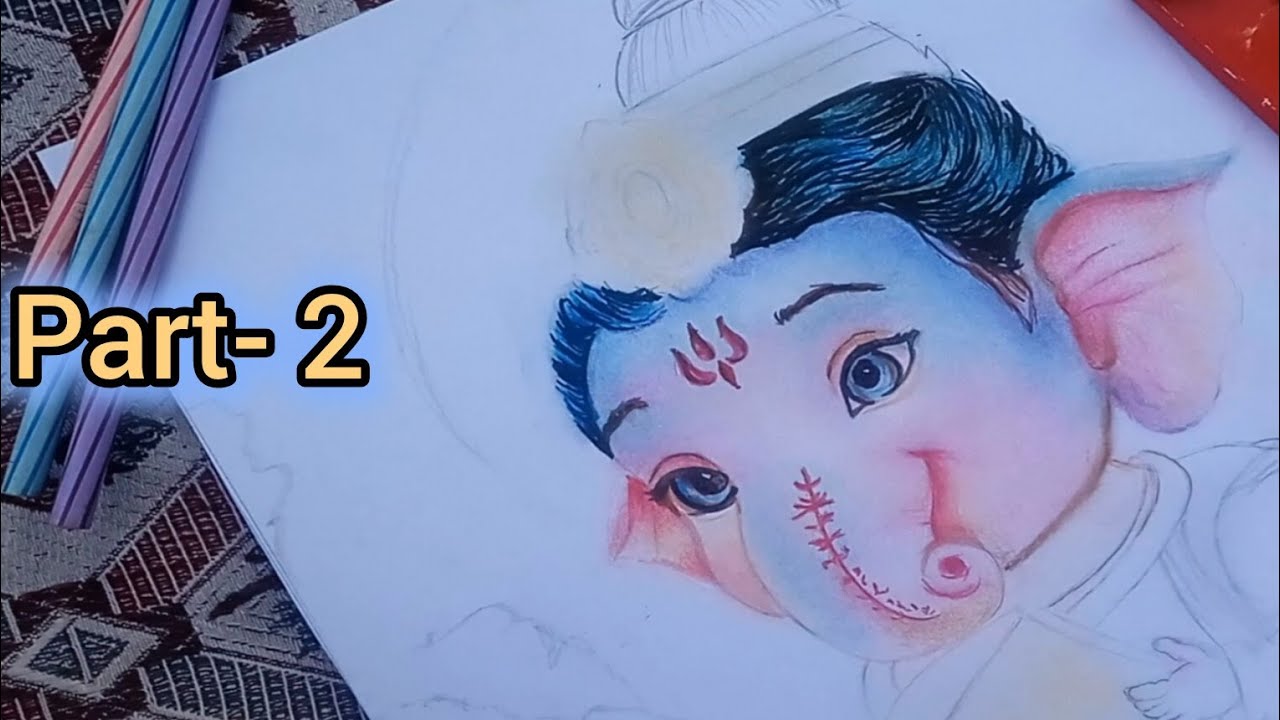 Ganesh Ji Face Coloring | Cute Ganesha Drawing Step by Step | Easy Ganesh Ji Sketch for Beginners