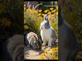 Two Fluffy Friends in a Flower Field ✨ 귀여운 토끼들