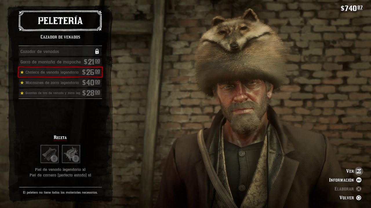 Animales legendarios elaboración de objetos Zorro legendario Red Dead