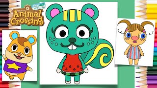 Animal Crossing New Horizons Coloring Pages | Nibbles, Hamlet & Alice | Tablet Coloring