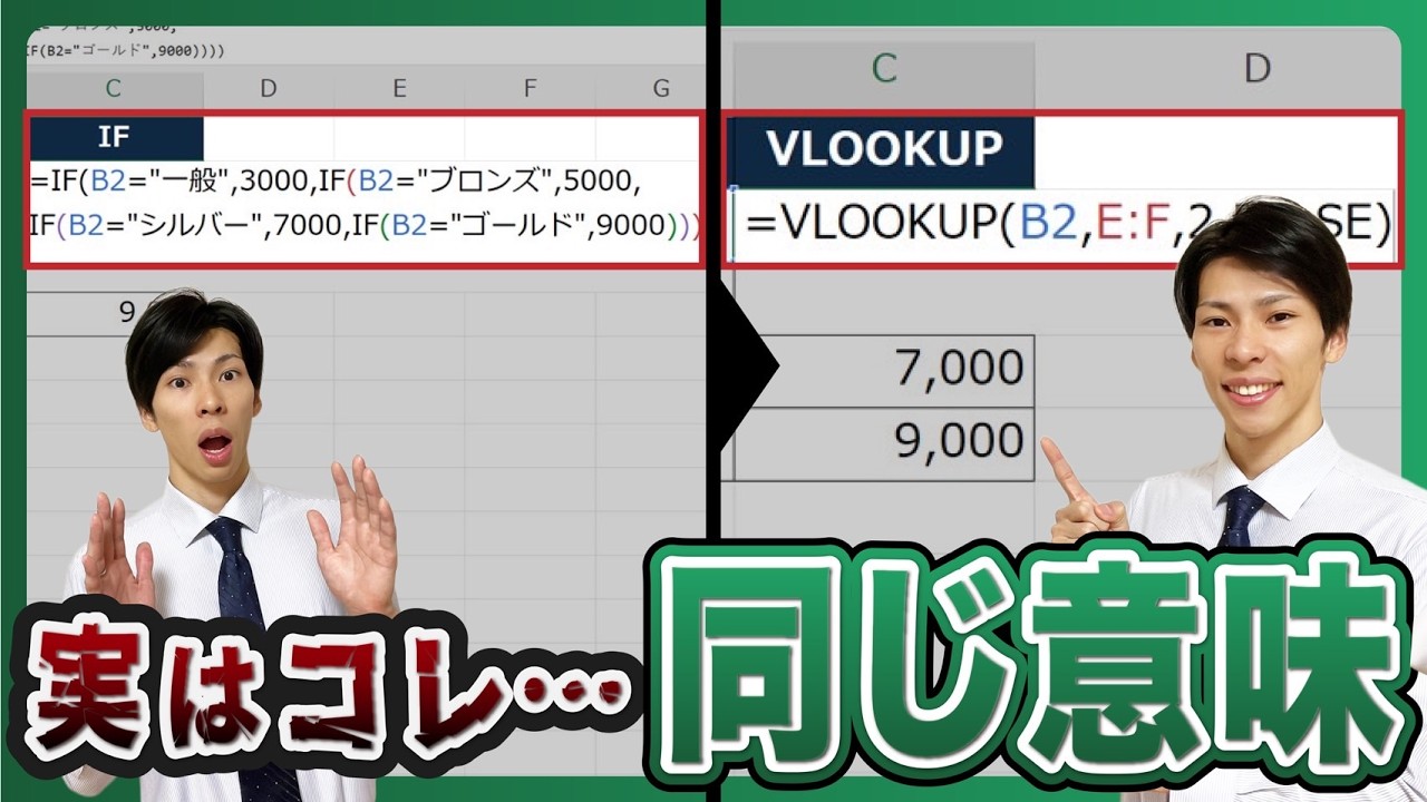 【Excel】長いIF関数を撃退!VLOOKUP関数でスッキリ処理!