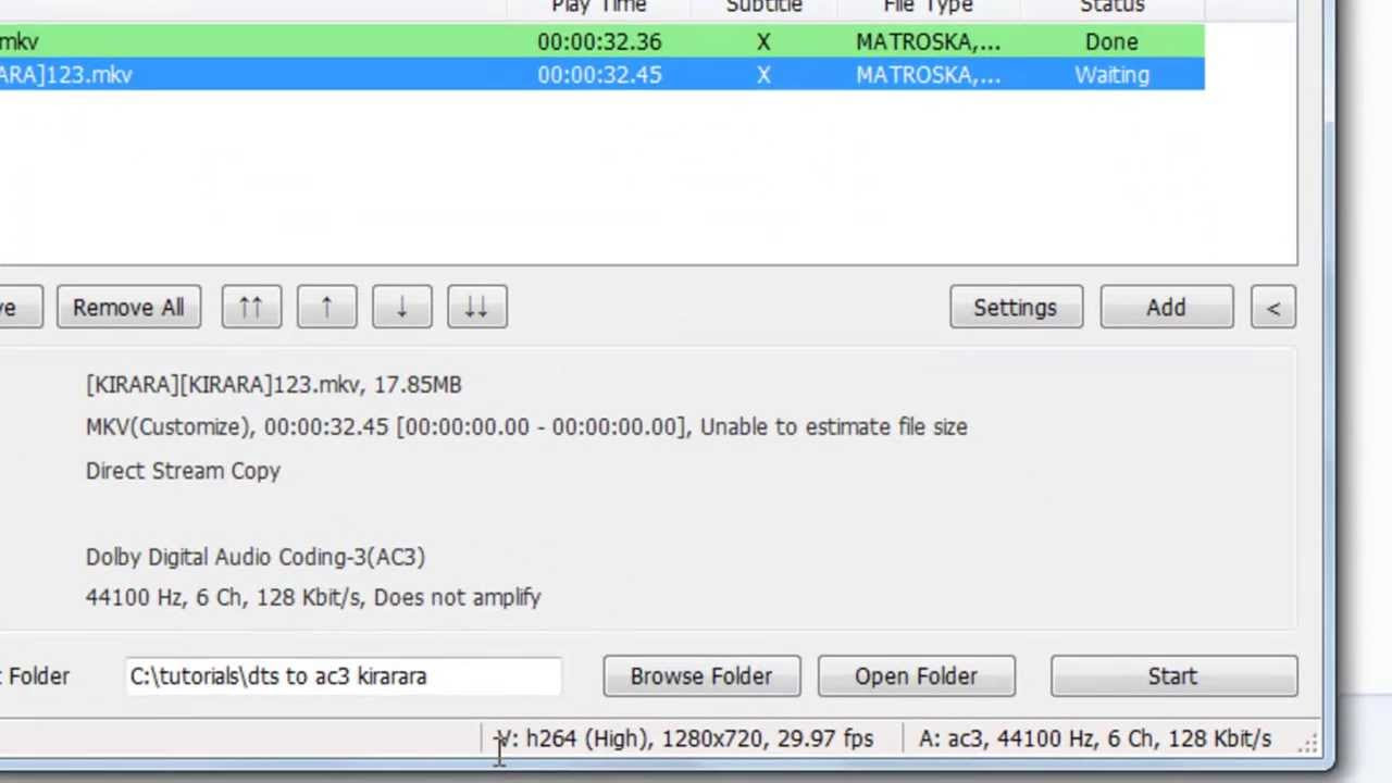New Convert mkv 5.1 dts to 5.1 ac3 using freeware