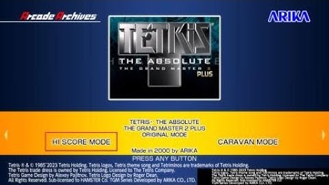 Arcade Archives TETRIS THE ABSOLUTE THE GRAND MASTER 2 PLUS Green Gm in 8:33:91