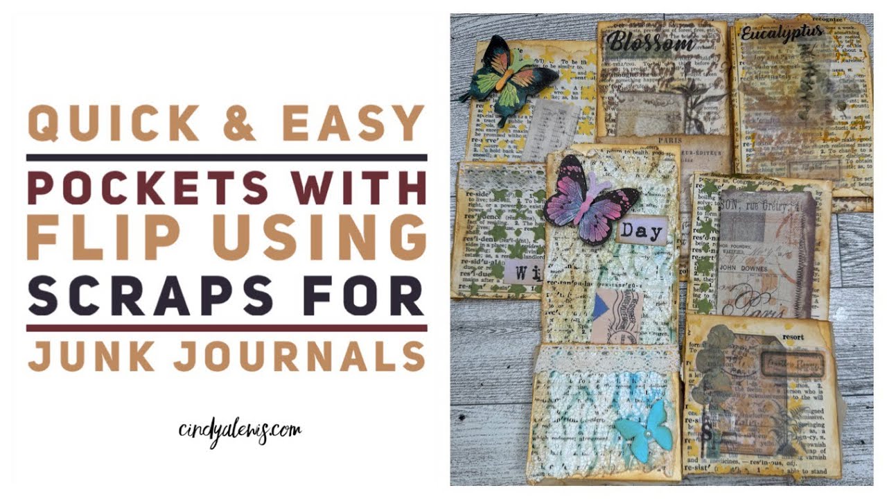 Quick & Easy Pockets with Flip using Scraps for Junk Journals - YouTube