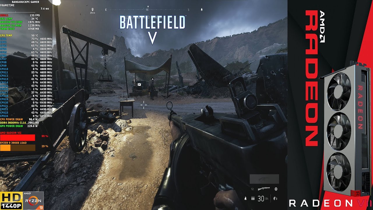 Battlefield V Ultra Settings 1440p | RADEON VII LC | Ryzen 9 3900X 4 ...