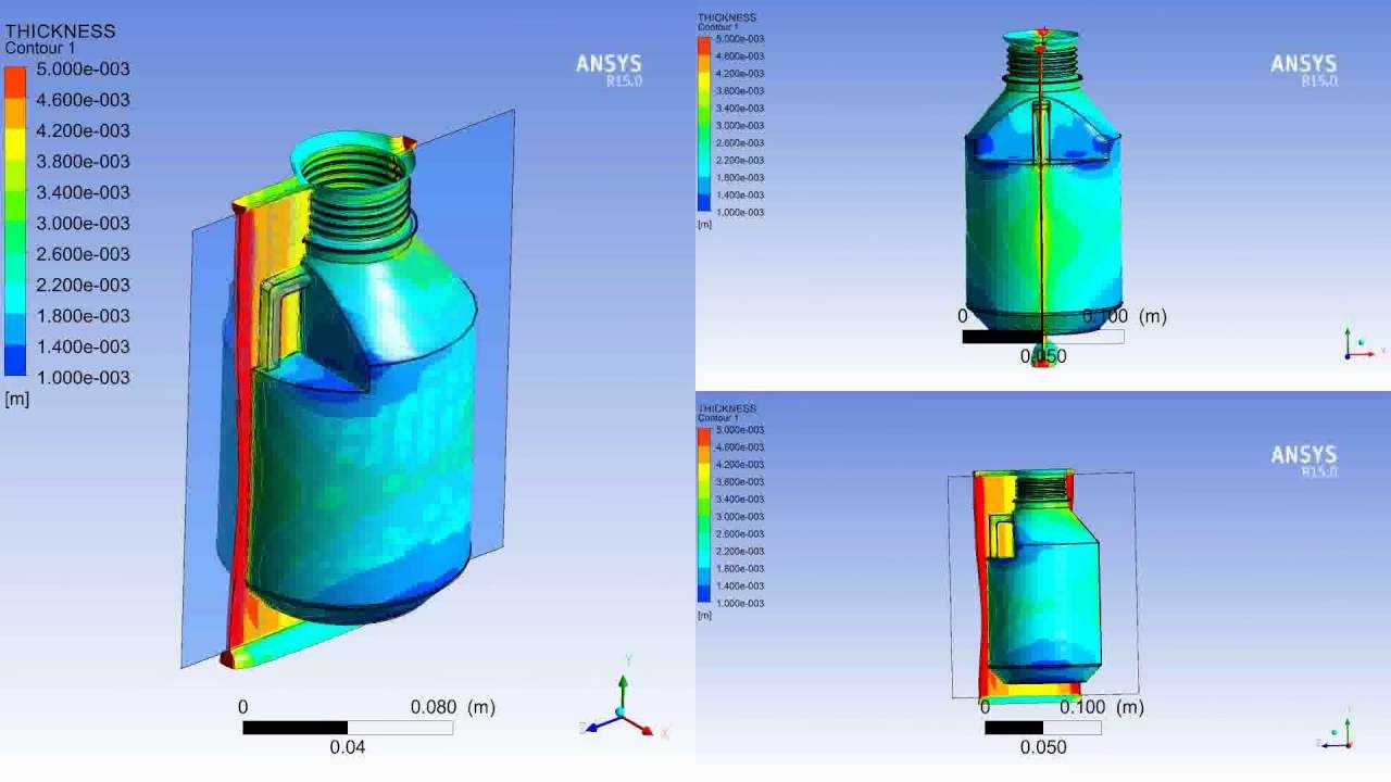 Fluid Flow Blow Molding of a cane using Anysys Polyflow